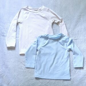 18M Bundle Set of 2 Cat & Jack Long Sleeve Rash Guards Swim Shirt Top Blue White